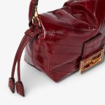 FENDI Mamma Baguette Small Burgundy inlaid hagfish leather mini-bag - Image 3